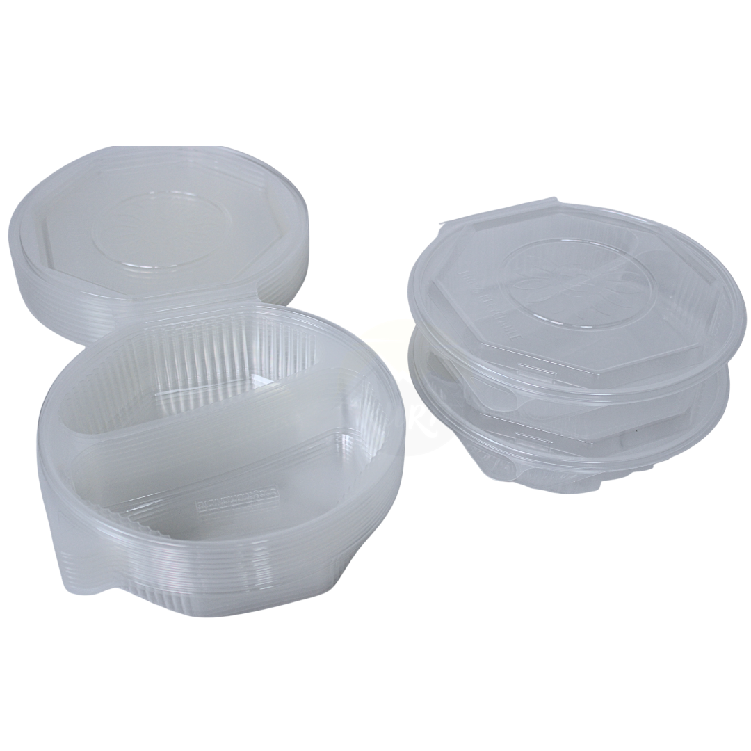  Ripboxx® MEAL's Klappschale PP Transparent 215x220x57mm – 1/2/3-fach | 100 Stück