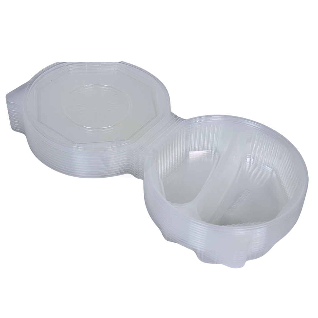  Ripboxx® MEAL's Klappschale PP Transparent 215x220x57mm – 1/2/3-fach | 100 Stück