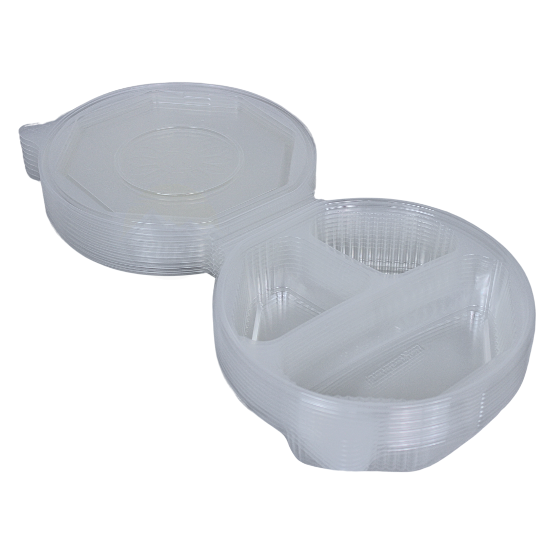  Ripboxx® MEAL's Klappschale PP Transparent 215x220x57mm – 1/2/3-fach | 100 Stück