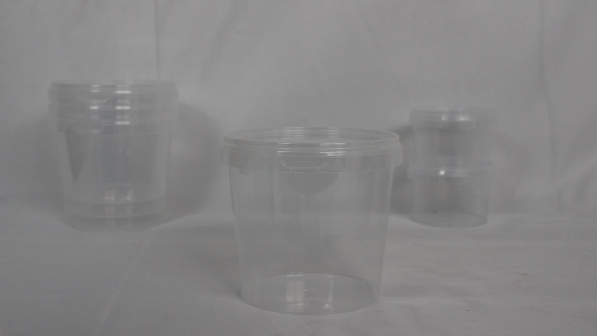 Plastic Emmertje PP Transparant 1180ml – Vershoudbakje Tamper Evident Deksel  Ø 133 mm