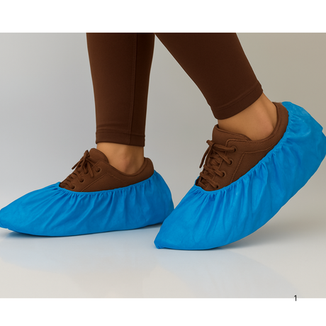 Überschuhe CPE Blau 40 Mikron Wasserdicht Gummizug – 100 Stück | Baustelle Gesundheit Schwimmbad