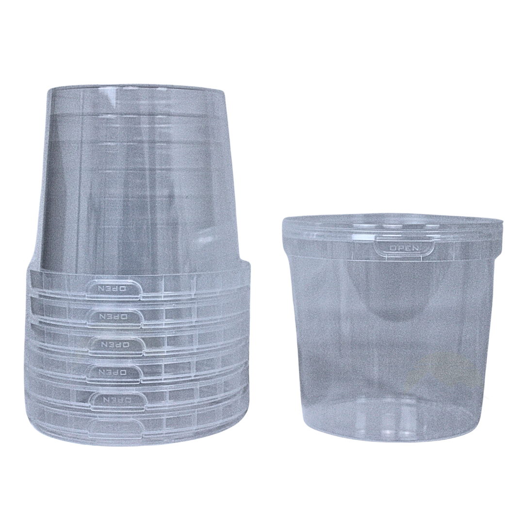 Plastic Emmertje PP Transparant 1180ml – Vershoudbakje Tamper Evident Deksel  Ø 133 mm