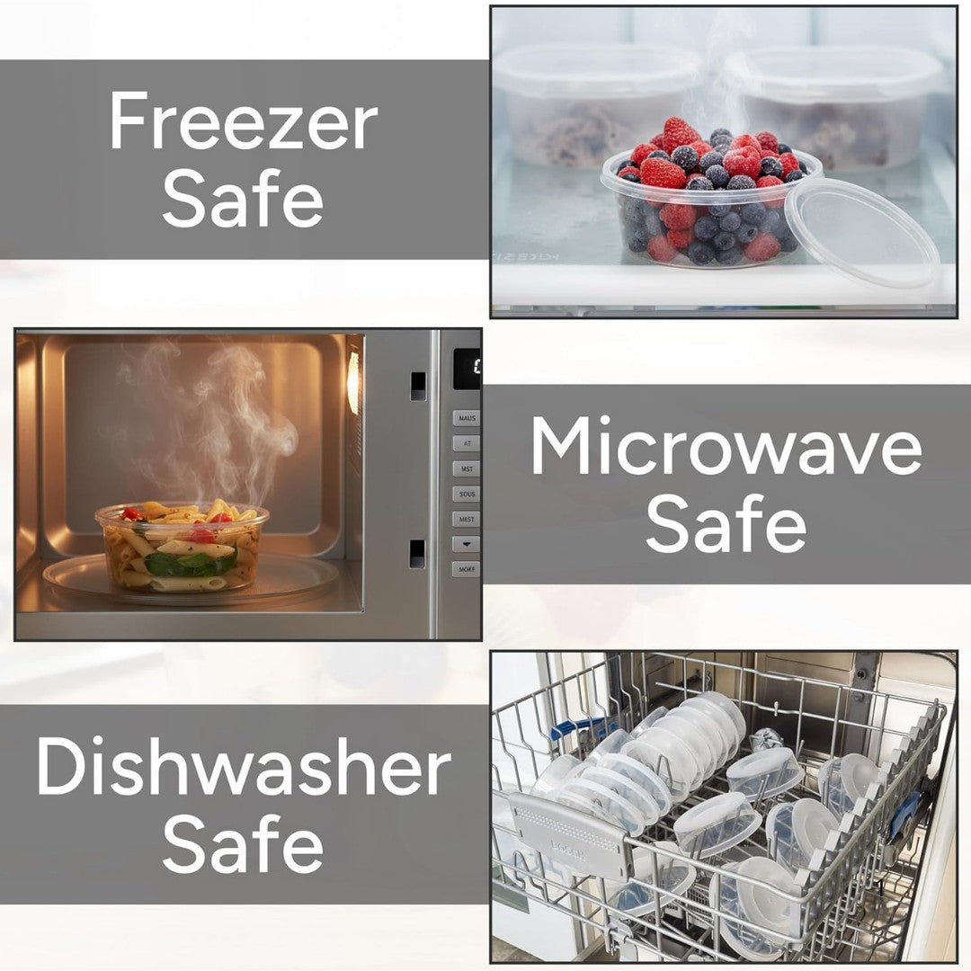 Microwave containers with lids Transparent 350ML ROUND - 50 pieces