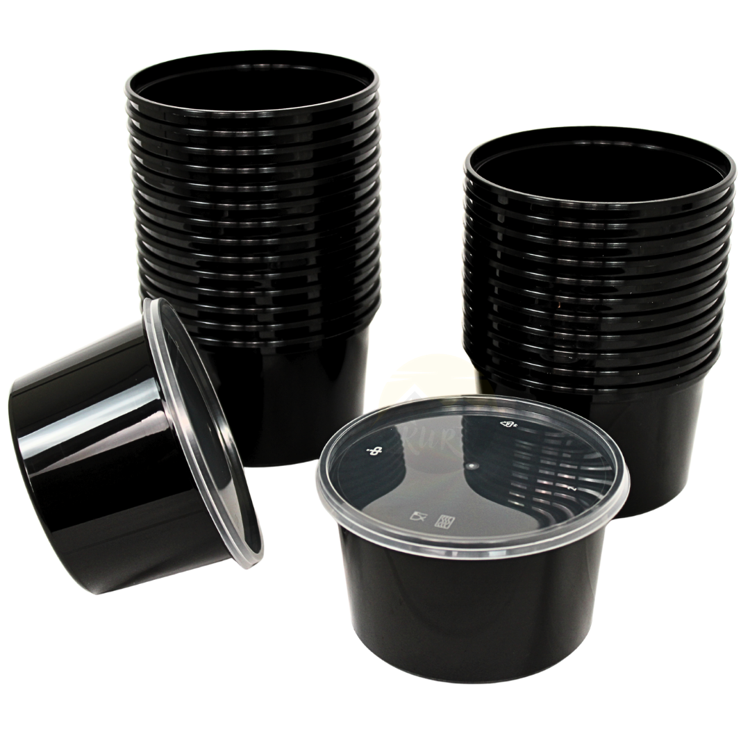 Herbruikbaar Zwart Rond 350cc - 100 stuks